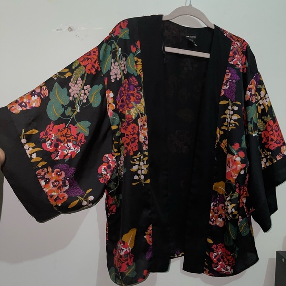 H&M Conscious Black Floral  Open Kimono Cardigan - Picture 11 of 13